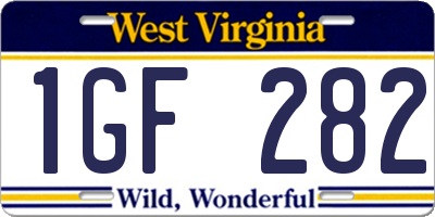 WV license plate 1GF282