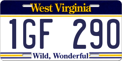 WV license plate 1GF290