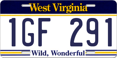 WV license plate 1GF291