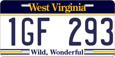 WV license plate 1GF293