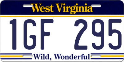WV license plate 1GF295