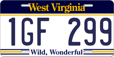 WV license plate 1GF299
