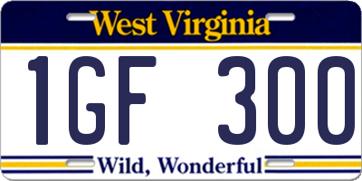 WV license plate 1GF300