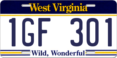 WV license plate 1GF301