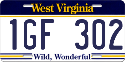 WV license plate 1GF302