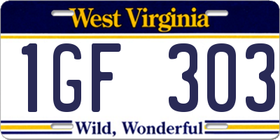 WV license plate 1GF303