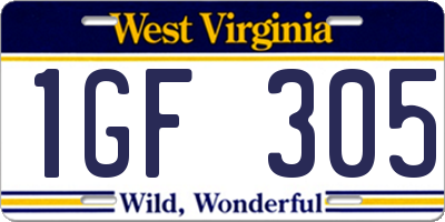 WV license plate 1GF305