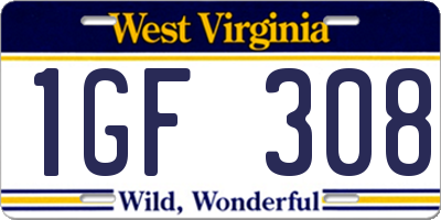 WV license plate 1GF308