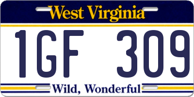 WV license plate 1GF309