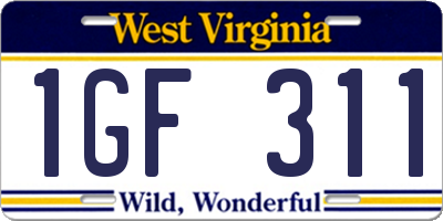 WV license plate 1GF311