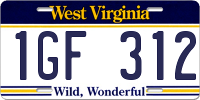 WV license plate 1GF312