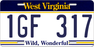 WV license plate 1GF317