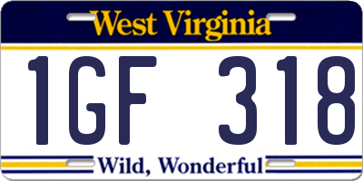 WV license plate 1GF318