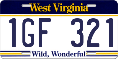 WV license plate 1GF321