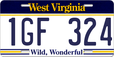 WV license plate 1GF324