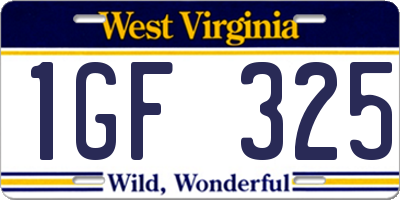 WV license plate 1GF325