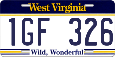 WV license plate 1GF326