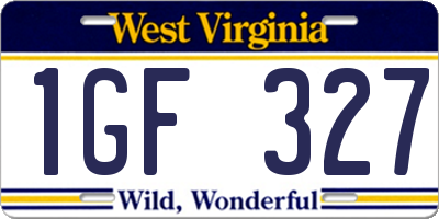 WV license plate 1GF327