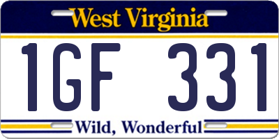 WV license plate 1GF331