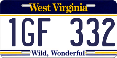 WV license plate 1GF332