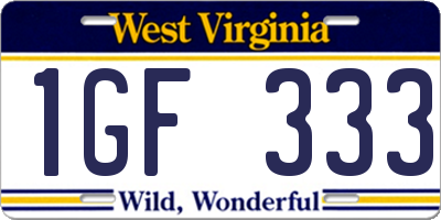 WV license plate 1GF333