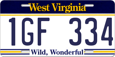 WV license plate 1GF334