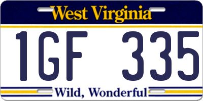 WV license plate 1GF335