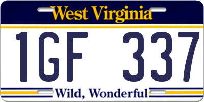WV license plate 1GF337