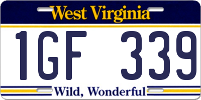 WV license plate 1GF339
