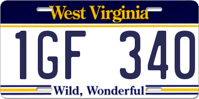 WV license plate 1GF340
