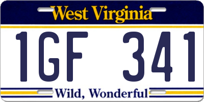 WV license plate 1GF341