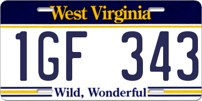 WV license plate 1GF343