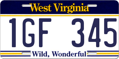 WV license plate 1GF345
