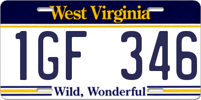 WV license plate 1GF346