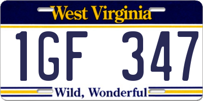 WV license plate 1GF347