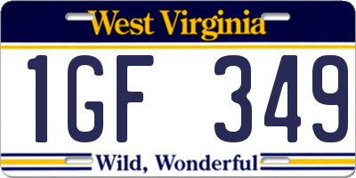 WV license plate 1GF349