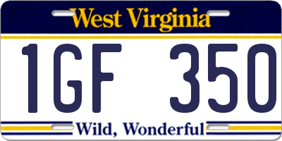 WV license plate 1GF350