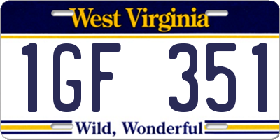 WV license plate 1GF351