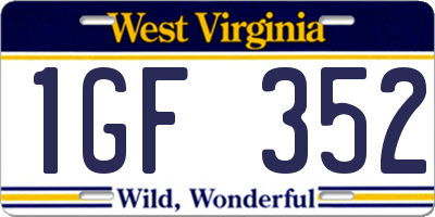 WV license plate 1GF352