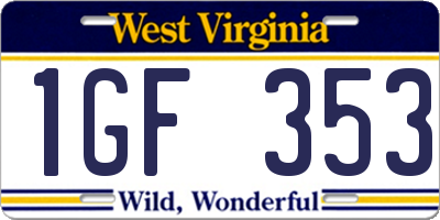 WV license plate 1GF353