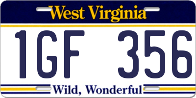 WV license plate 1GF356