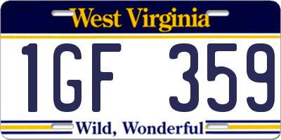 WV license plate 1GF359