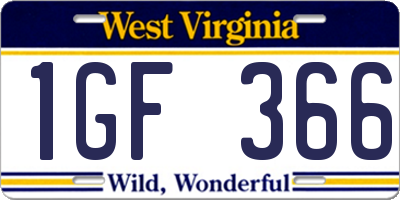 WV license plate 1GF366