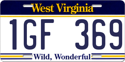 WV license plate 1GF369