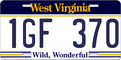 WV license plate 1GF370