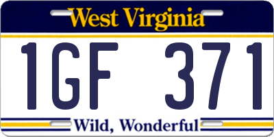 WV license plate 1GF371