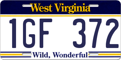 WV license plate 1GF372