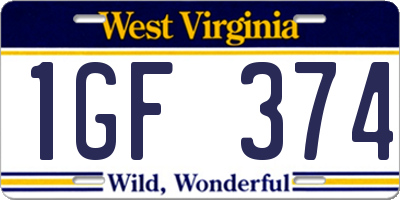 WV license plate 1GF374