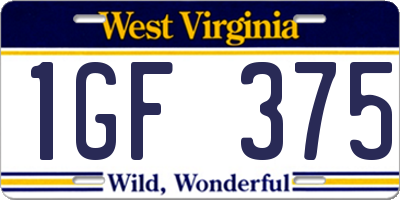 WV license plate 1GF375