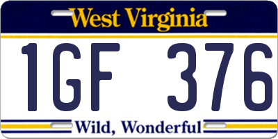 WV license plate 1GF376